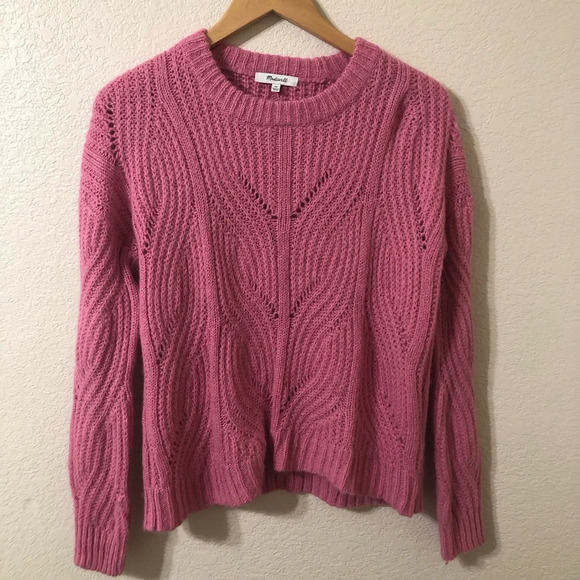 NWT Madewell Alpaca Blend Charley Pullover Knit Sweater in Petunia Pink - XS - Picture 1 of 7